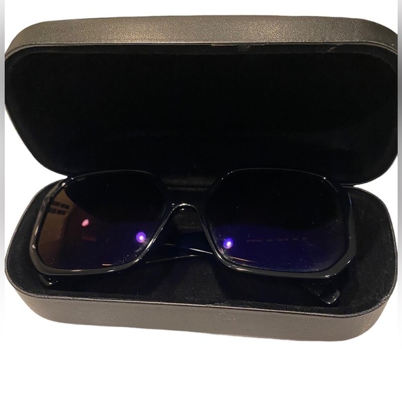 MCM Geometric Sunglasses 709S 002-Gradient-Black/White Leather Inserts - Picture 10 of 15